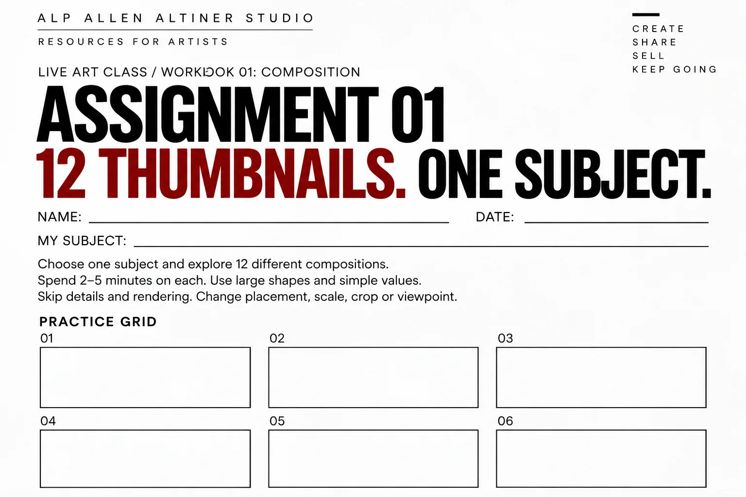 Composition Practice, Thumbnail Assignment Sheet A-02 | Alp Allen ...
